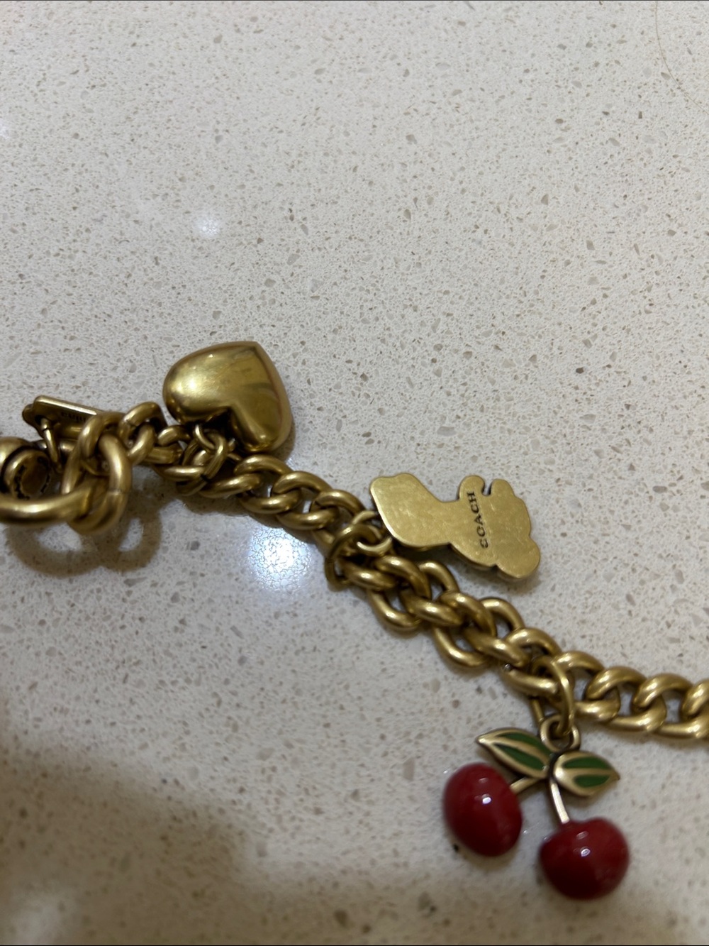 Coach Gold-Tone Charm Bag chain with Red, Green, Purple Enamel Accents - Picture 9 of 10